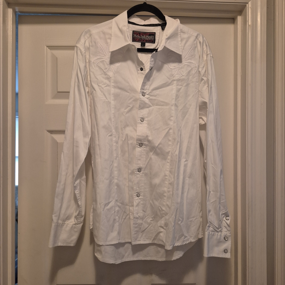 Men's White Long Sleeve Shirt by Rock & Roll Cowboy